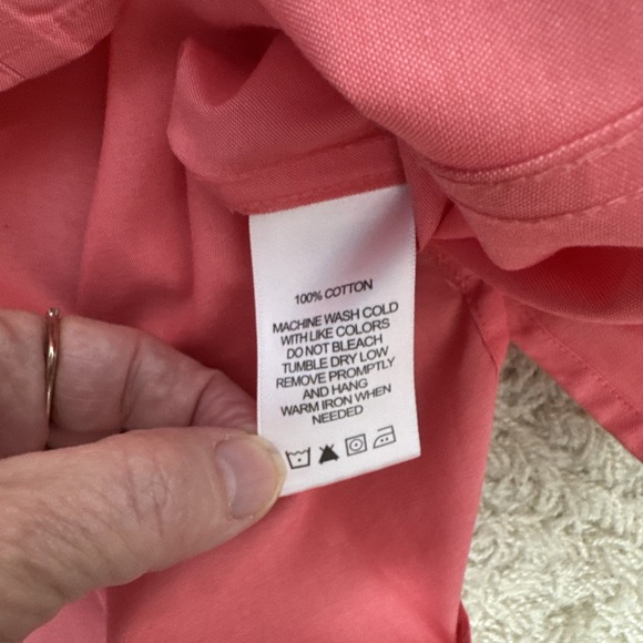 Foxcroft Heritage Non Iron Fitted 3/4 Sleeve Button Up Blouse Peach Career 12 - Picture 9 of 9